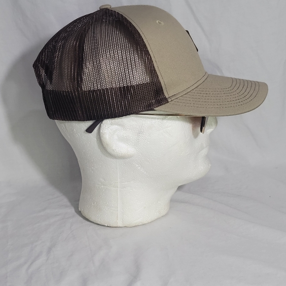 Men's Port Authority Leather Patch Trucker Snapback Workwear Hat Equestrian - Picture 3 of 16